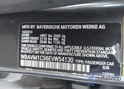 2014 BMW X1 Sdrive28I from USA, damaged, VIN WBAVM1C56EVW54130